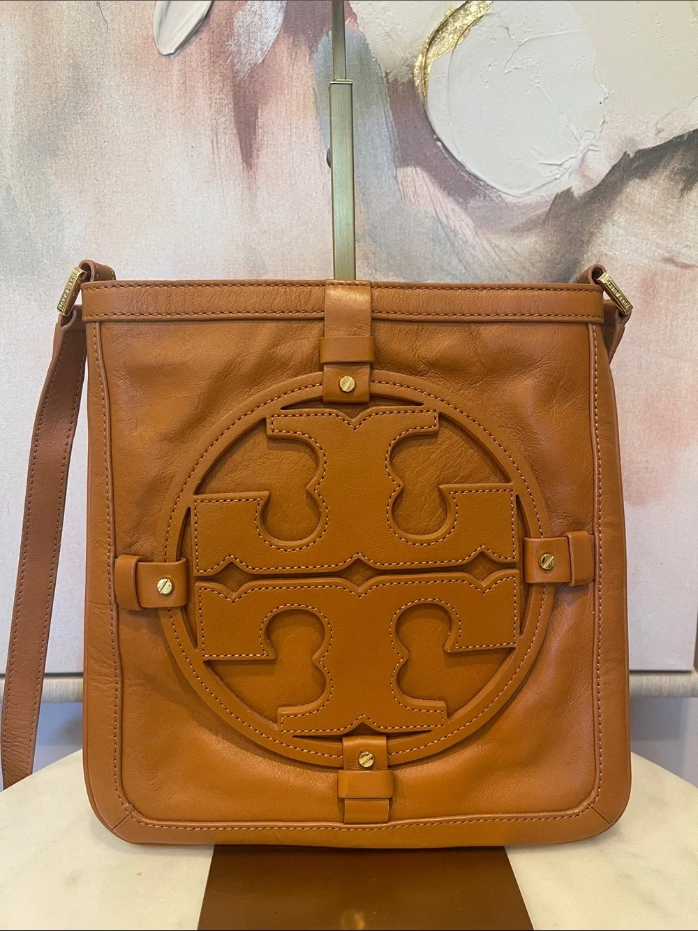 Tory Burch Tan Holly Crossbody with Signature Logo
